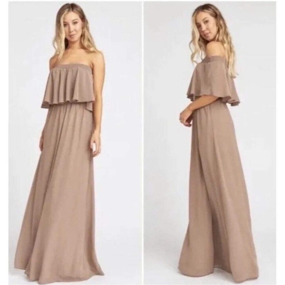 Show Me Your MuMu Dune Chiffon Off-Shoulder Gown for Weddings